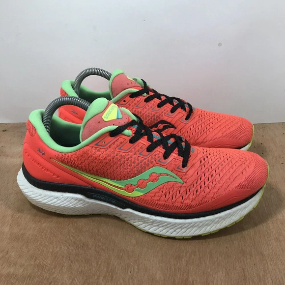 Saucony Triumph 18 Women size 9.5 S10595-10 Running Sneakers Neon Orange - Picture 1 of 10
